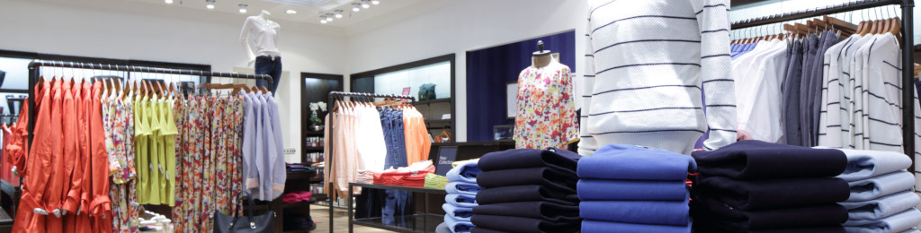 Clothing rails inside a retail store